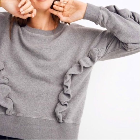 Madewell Tops - Miles by Madewell Gray Ruffle Sweatshirt Size large